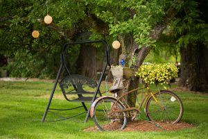 Rustic Wedding Decor with Swing and Antique Bicycle at Wine and Roses Country Estate photographed by Amanda Howse