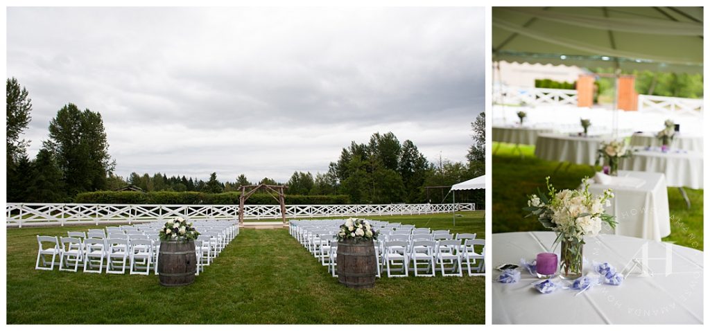 Heartland Ranch Wedding Ceremony Set-up Photographed by Tacoma Wedding Photographer Amanda Howse