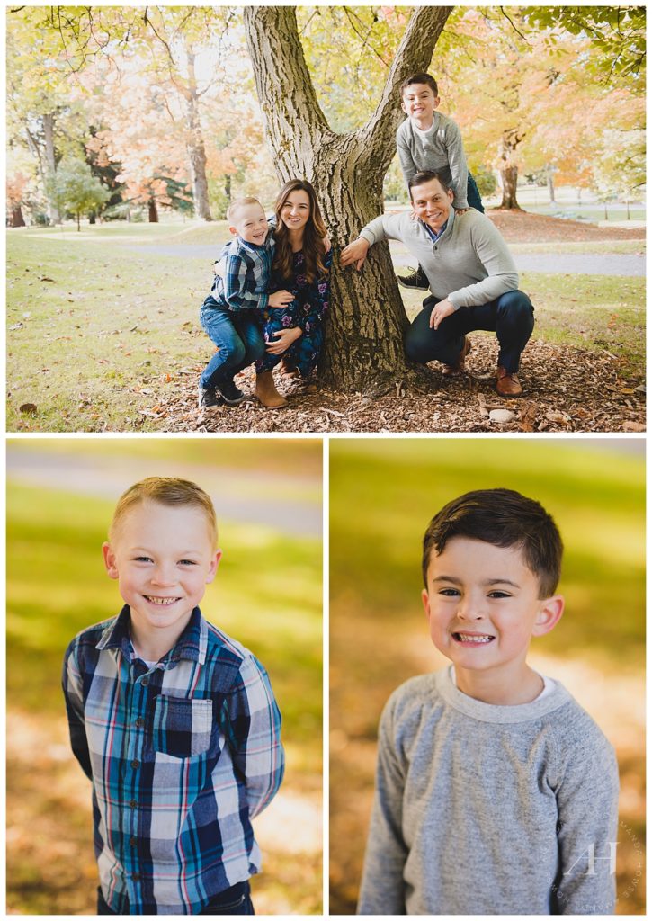 Outdoor family portrait session with fall colors photographed by Tacoma photographer Amanda Howse