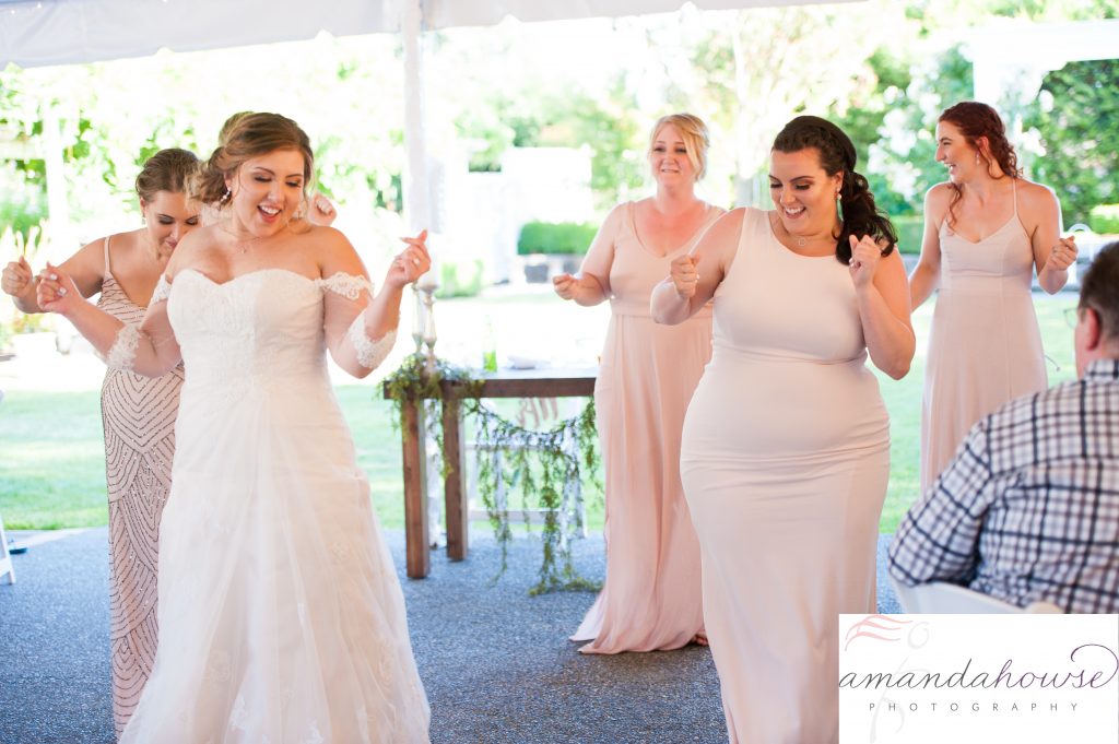 Bride and Bridesmaids on the Dance floor at Genesis Farm and Gardens Photographed by Tacoma Wedding Photographer Amanda Howse