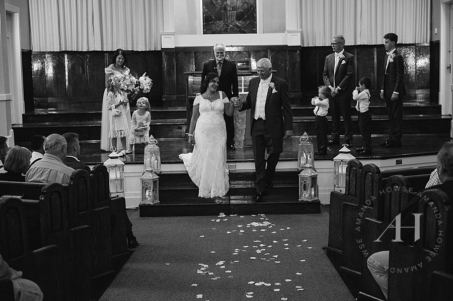 Modern Bride & Groom Walking Down the Aisle at Tacoma Wedding Venue Photographed by Tacoma Wedding Photographer Amanda Howse