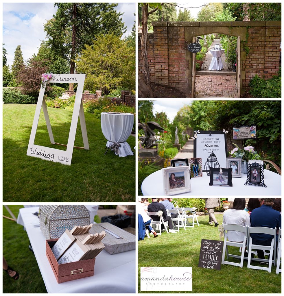 Outdoor wedding decor ideas and signage photographed by Tacoma Wedding Photographer Amanda Howse
