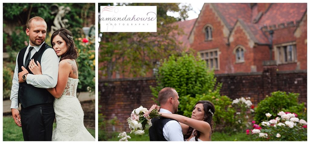 Bride and groom portraits at Thornewood Castle photographed by Tacoma Wedding Photographer Amanda Howse