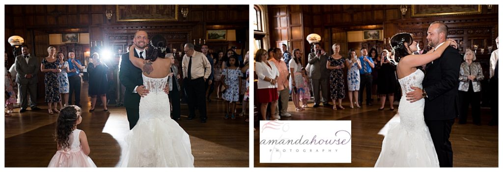 Fun Thornewood Castle reception with first dance photographed by Tacoma Wedding Photographer Amanda Howse