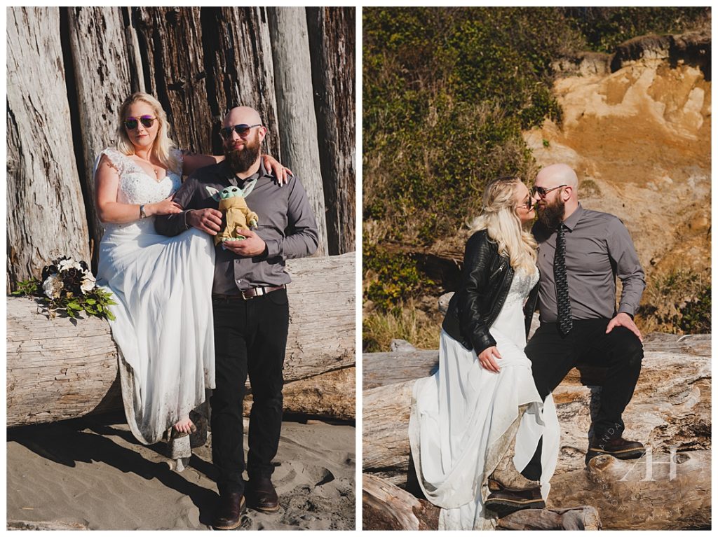 Sunny Elopement Portraits with Modern Bride and Groom | Photographed by Tacoma Wedding Photographer Amanda Howse