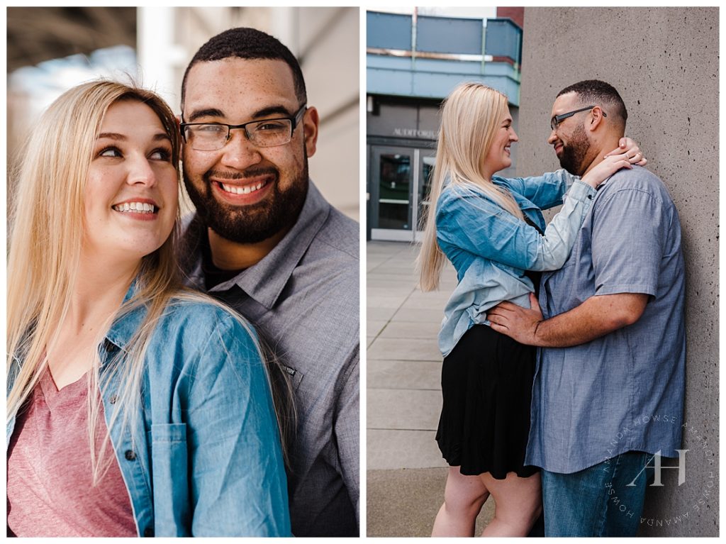 Engaged Couple Portraits with Casual Outfit Inspiration | Tacoma Engagement Photography by Wedding Photographer Amanda Howse