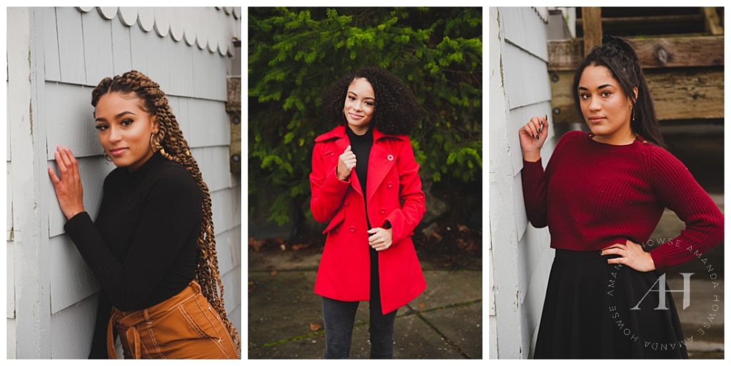 Family Portraits with Sisters | Bold Outfit Inspiration for Family Portraits with Winter Colors | Photographed by Tacoma Family Photographer Amanda Howse