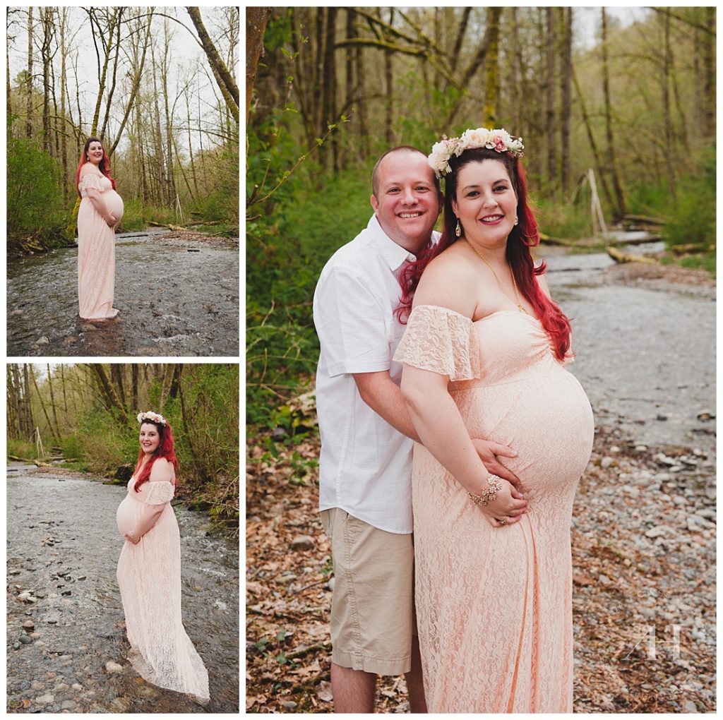 Maternity Portraits by the River | Puyallup Family Portraits with Boho Outfit Inspiration | Photographed by Amanda Howse