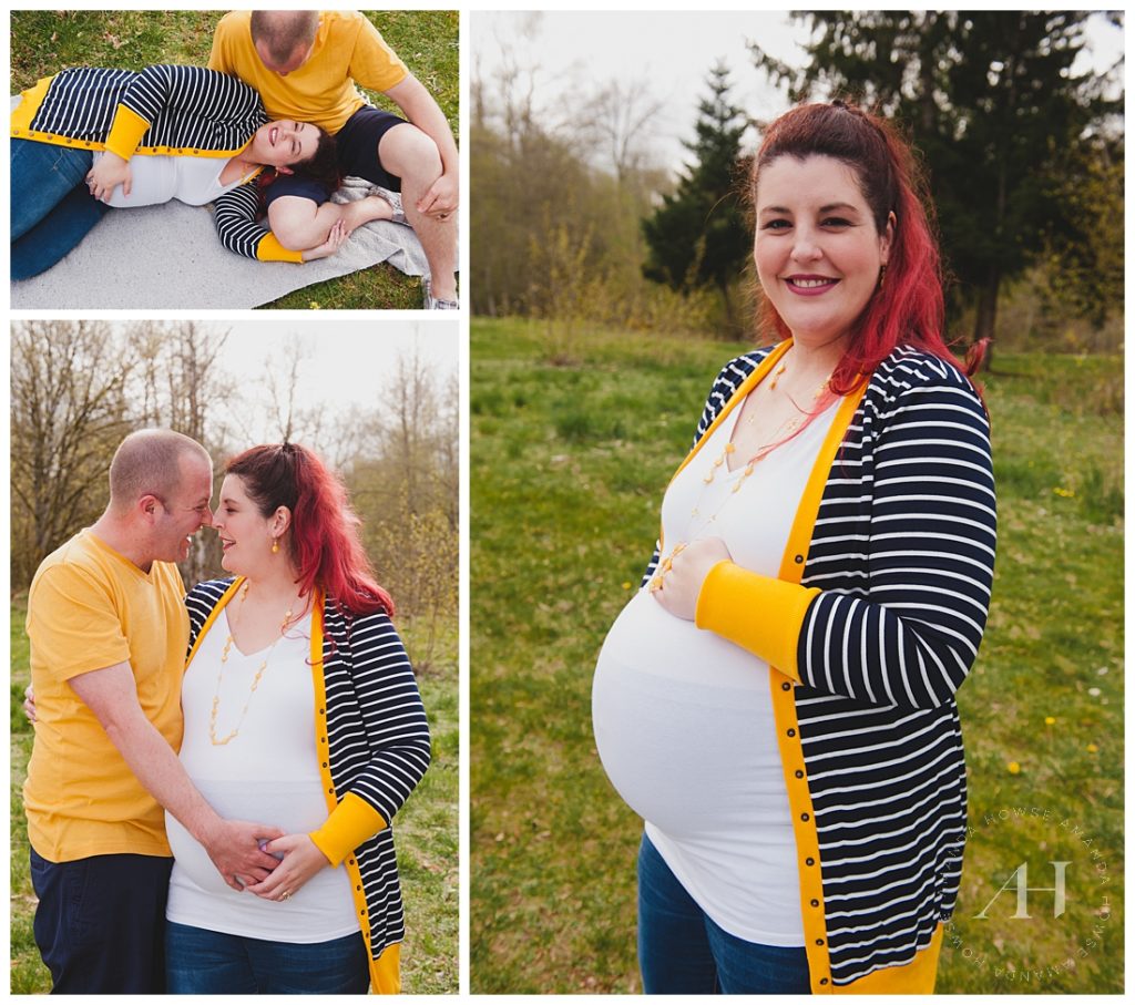 Cute Maternity Portraits with Couple | What to Wear for Family Portraits | Photographed by Family Photographer Amanda Howse
