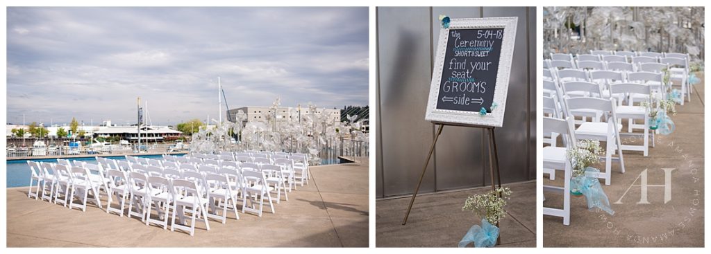 Seating and Signage for Outdoor Wedding at the MOG | Tacoma Wedding Photographer Amanda Howse