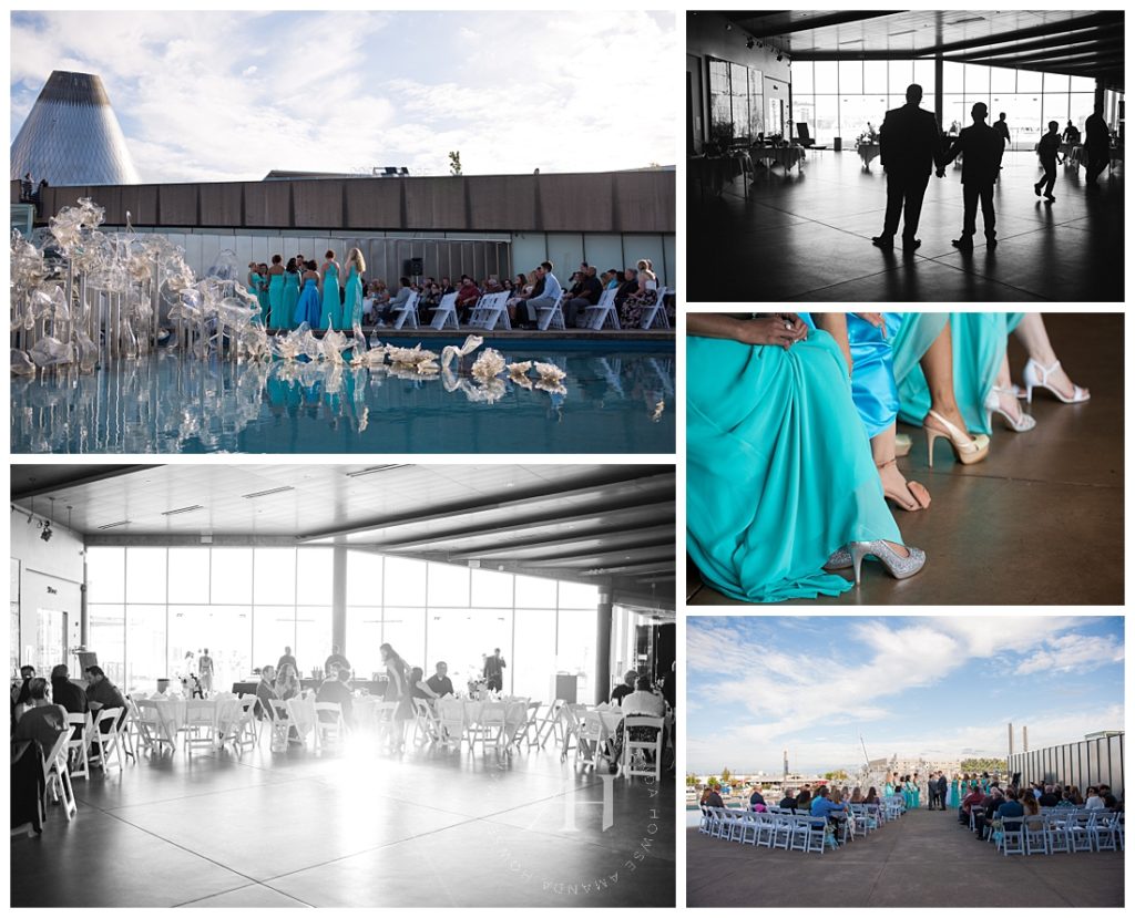 Modern Reception Portraits at the Museum of Glass | Outdoor Wedding | Photographed by Tacoma Wedding Photographer Amanda Howse