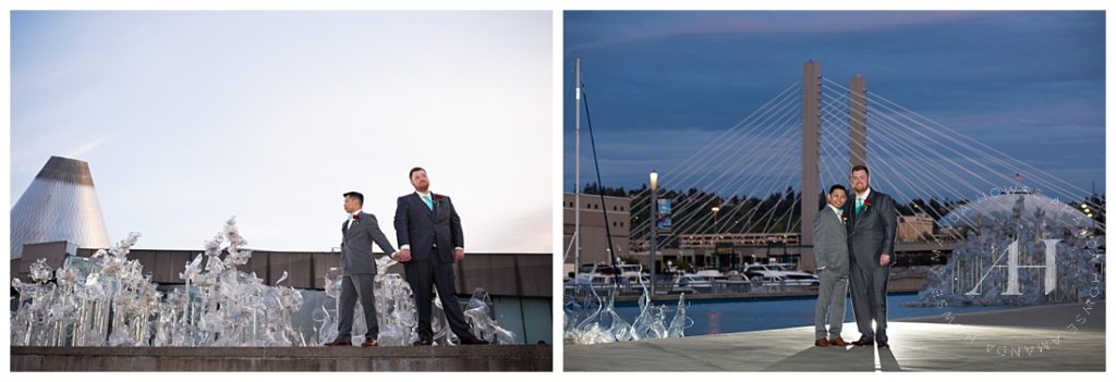 Tacoma Museum of Glass Wedding | Same-Sex Marriage, Gay Marriage. Groom Style, Groom Suit Ideas for Modern Wedding | Photographed by Tacoma Photographer Amanda Howse