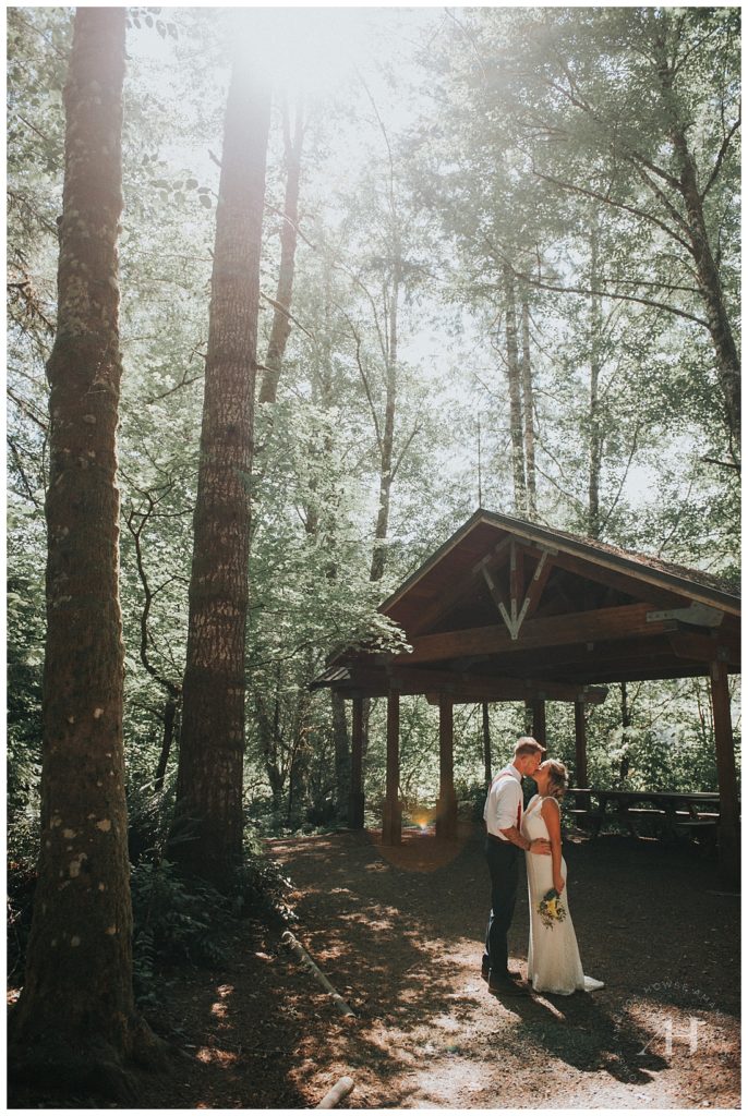 Olympia Park Wedding | Outdoor Wedding Ceremony in Washington, Bride and Groom Portraits in the Forest, Sunlit Wedding Portraits | Photographed by Tacoma's Best Wedding Photographer Amanda Howse