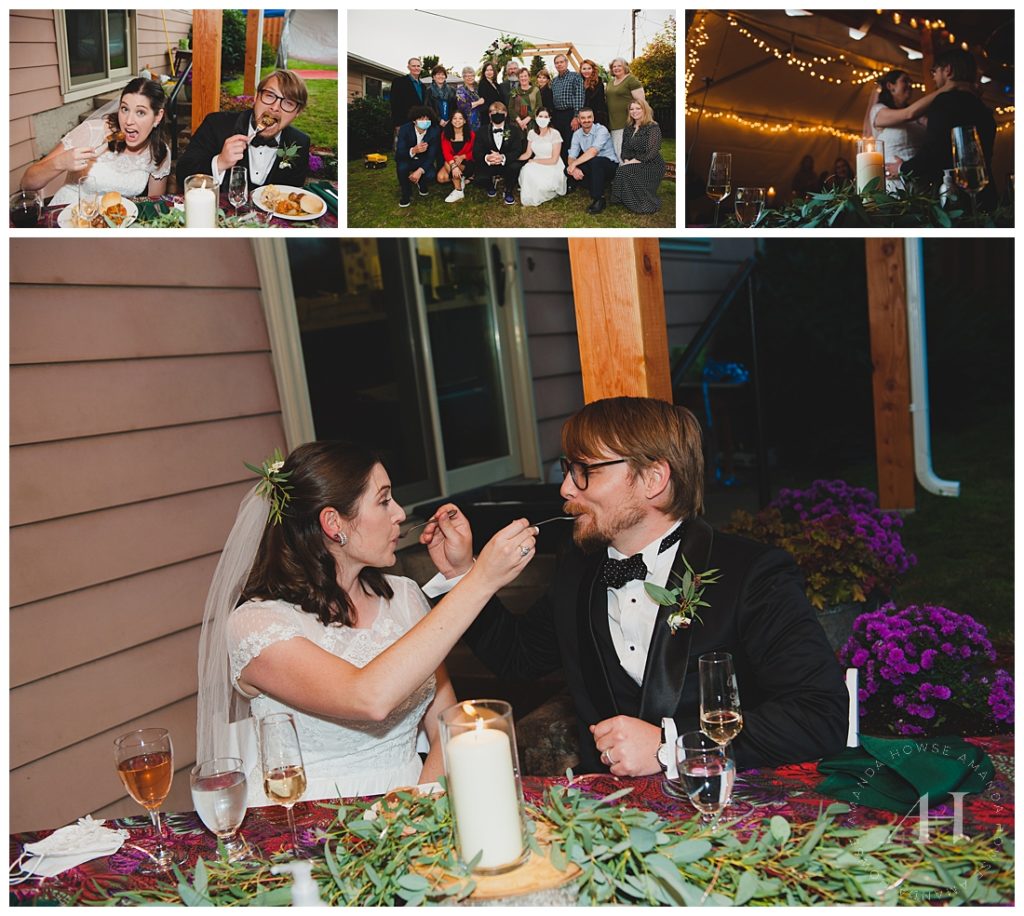 First Dance, Backyard Wedding Dinner | Photographed by the Best Tacoma Wedding Photographer Amanda Howse