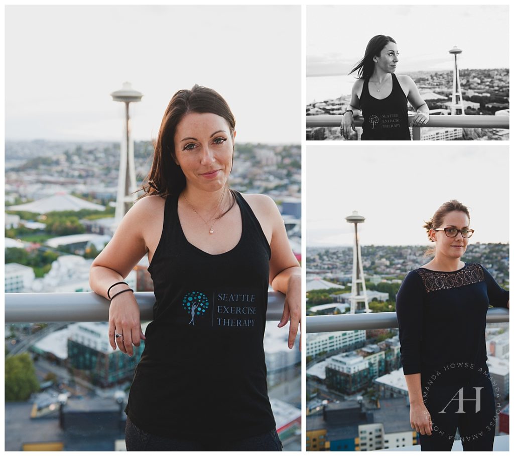 Seattle Professional Headshots with the Space Needle and Seattle Skyline in the Background | Amanda Howse Photography
