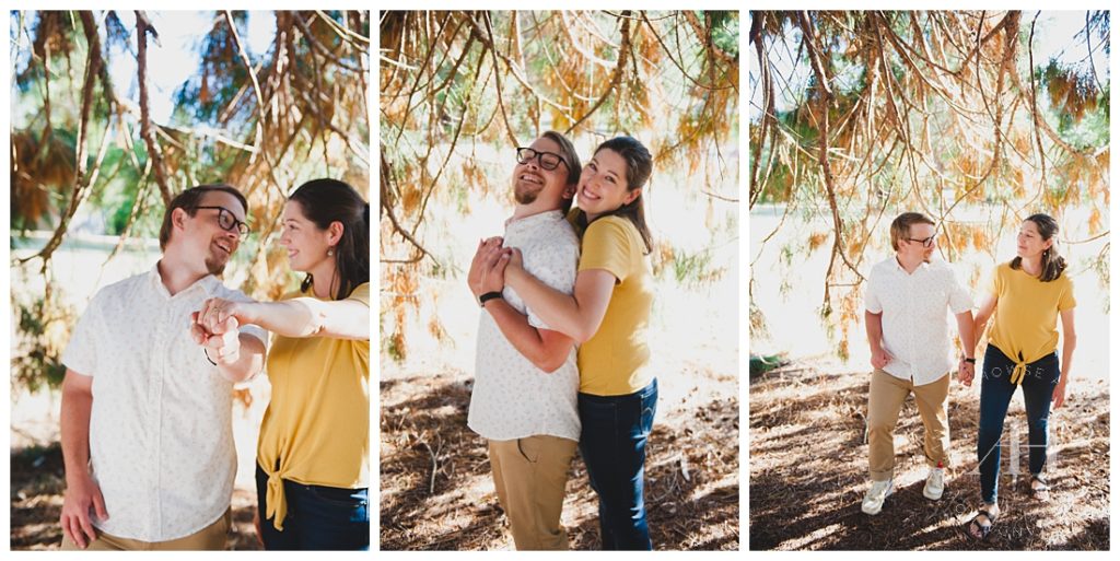 Couple in Point Defiance Park Forest | What to Wear for Engagement Portraits, Best Tacoma Locations for Outdoor Engagement Portraits, How to Pick a Color Palette for Portraits | Photographed by Tacoma Engagement Photographer Amanda Howse