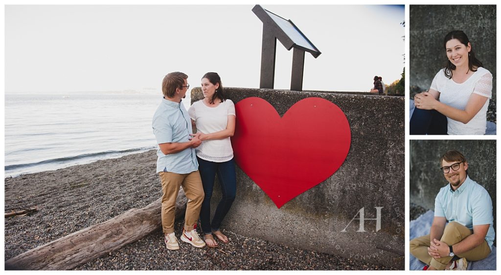 Tacoma Engagement Portraits | Couple Portraits by Big Red Heart on Owen Beach | Photographed by Tacoma Engagement Photographer Amanda Howse