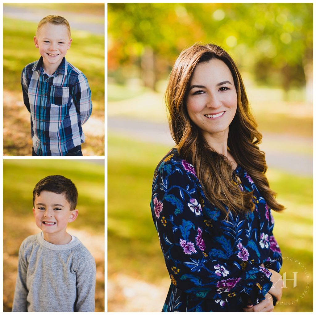 Mom and Son Portraits | Head to the blog to see this beautiful family in coordinated outfits at Wright Park | Photographed by the Best Tacoma Family Photographer Amanda Howse