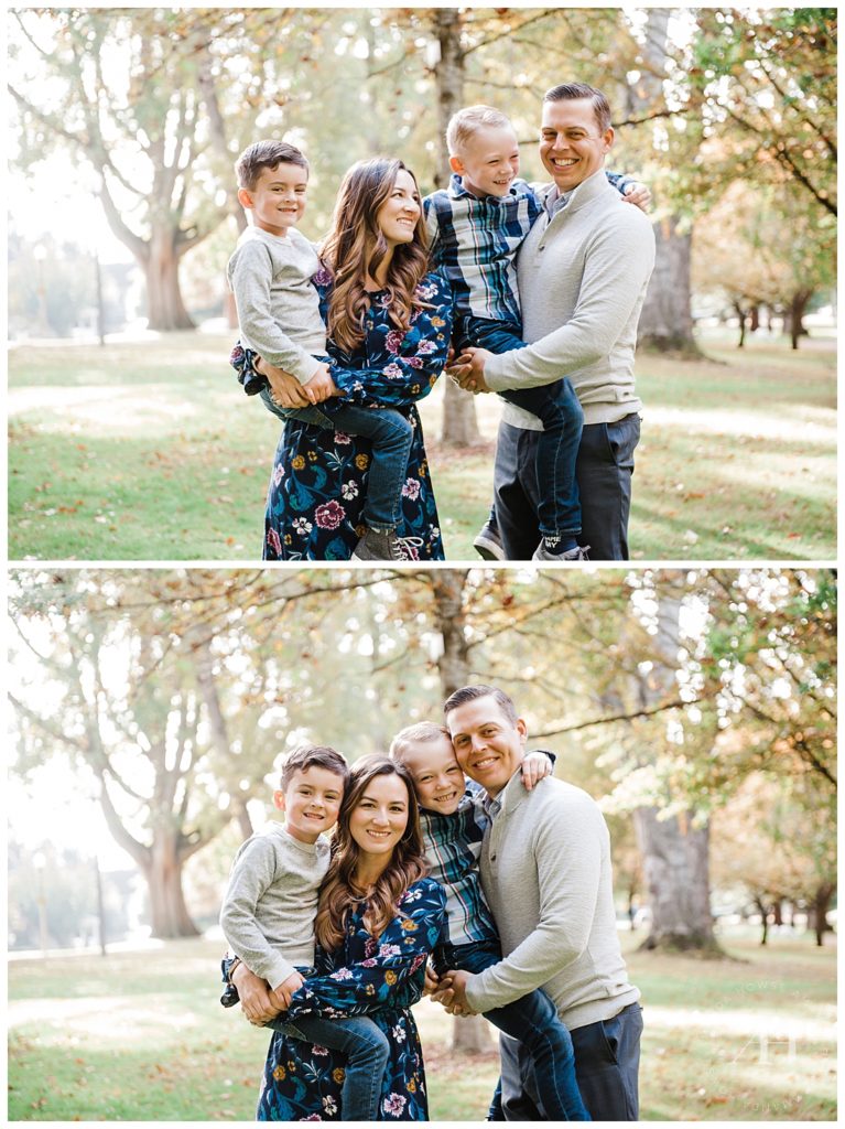 Candid and Posed Portraits of Family of Four | Photographed by the Best Tacoma Family Photographer Amanda Howse