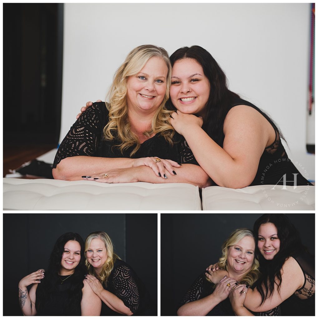 Classic Mother-Daughter Portraits at Studio 253 | Black Outfits for Modern Family Portraits, Best Indoor Studio for Family Portraits | Photographed by Tacoma's Best Family Photographer Amanda Howse