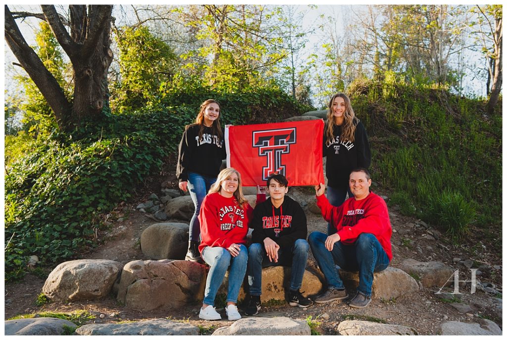 Family Portraits Celebrating College Decision | How to Wear College Spirit Wear for Portraits | Photographed by Tacoma Family Photographer Amanda Howse