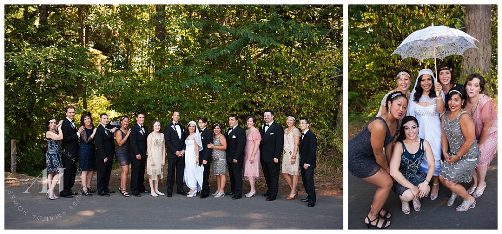 20s Inspired Wedding | Wedding Party Portraits with 1920s Theme, Portraits Before or After a Ceremony | Photographed by Tacoma's Best Wedding Photographer Amanda Howse