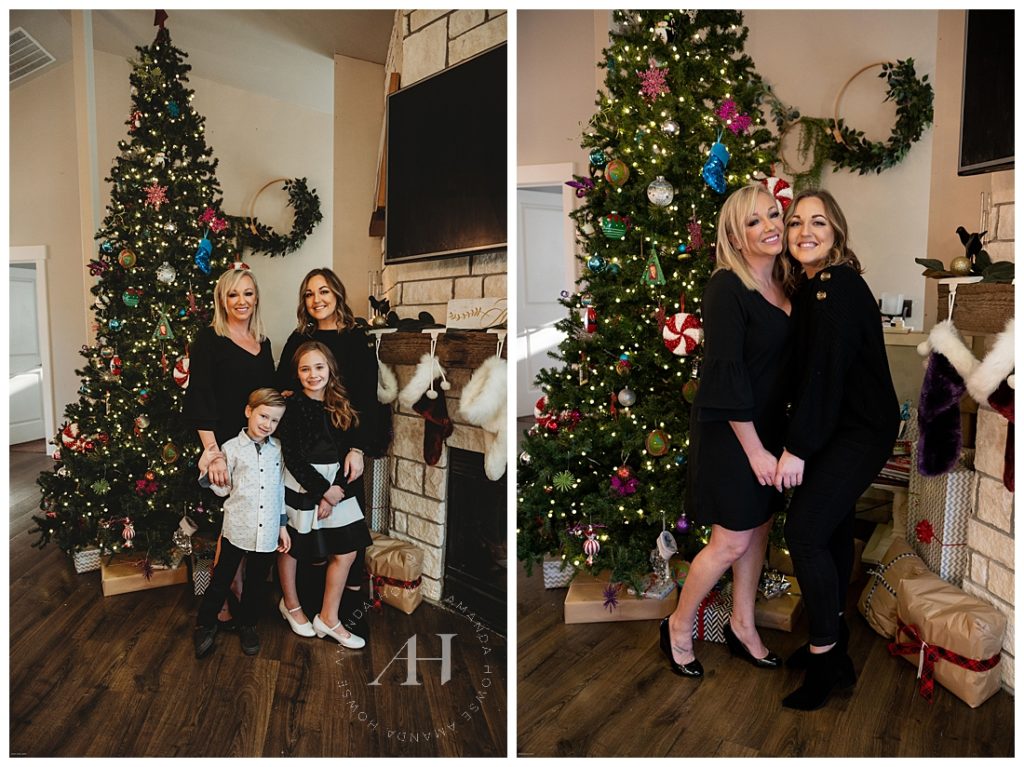 Cute Family Portraits for Holiday Cards | Tacoma Portrait Session with Dressy Outfits and Christmas Tree | Photographed by the Best Tacoma Family Photographer Amanda Howse Photography