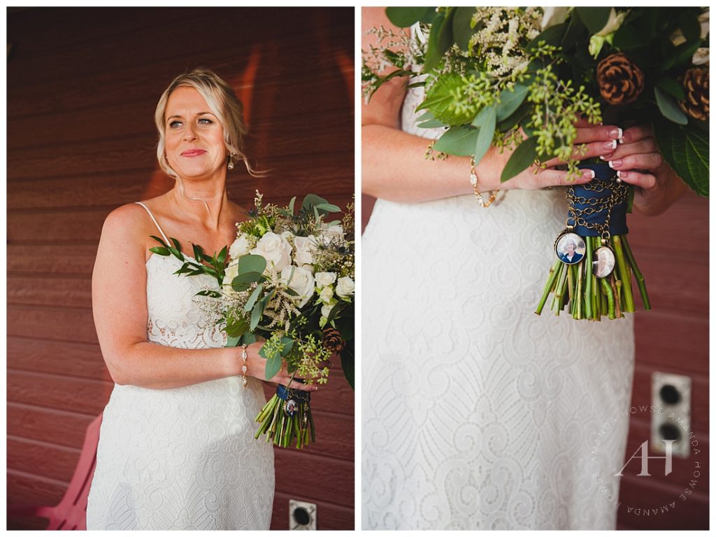 Bride Holding Bouquet with Greenery | Fall Wedding Inspiration | Photographed by the Best Tacoma Wedding Photographer Amanda Howse Photography