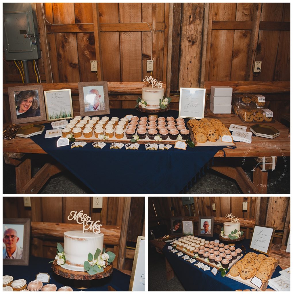 Dessert Table for Rustic Barn Wedding | Rustic Wedding Inspiration | Photographed by the Best Tacoma Wedding Photographer Amanda Howse Photography