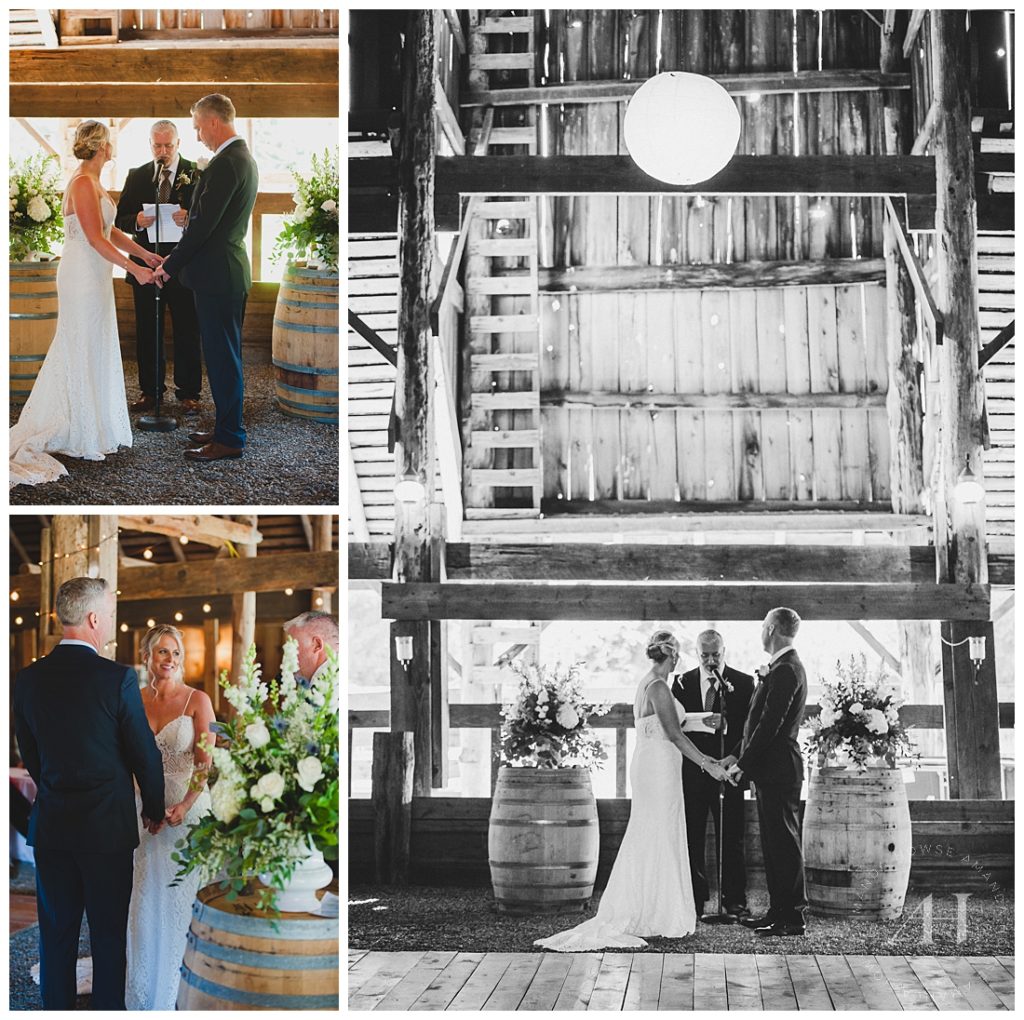 Ceremony Setup at Riverbend Ranch in Tenino | Barn Wedding Ceremony Ideas | Photographed by the Best Tacoma Wedding Photographer Amanda Howse Photography