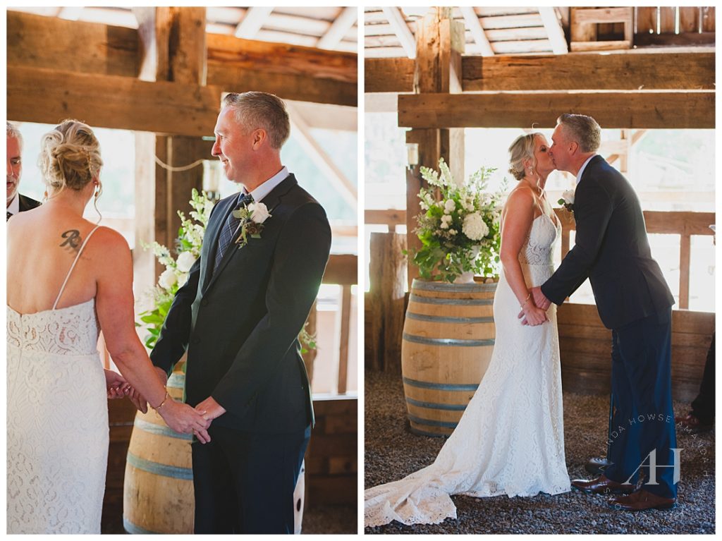 Bride and Groom Exchanging Vows | Photographed by the Best Tacoma Wedding Photographer Amanda Howse Photography