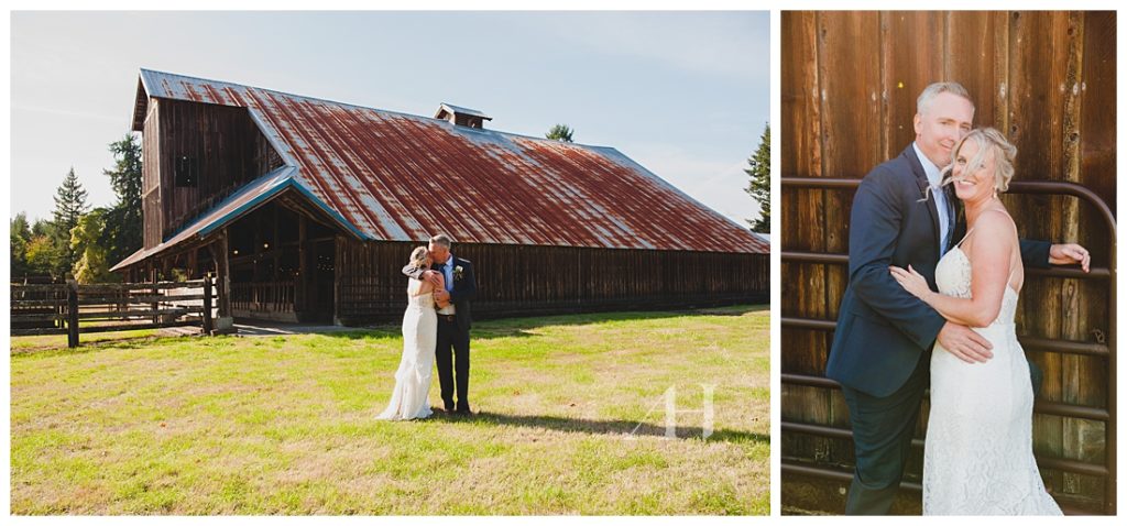 Barn Wedding Portraits of Bride and Groom | Photographed by the Best Tacoma Wedding Photographer Amanda Howse Photography