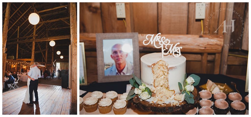 Cake Cutting and Dancing for Barn Wedding | Photographed by the Best Tacoma Wedding Photographer Amanda Howse Photography