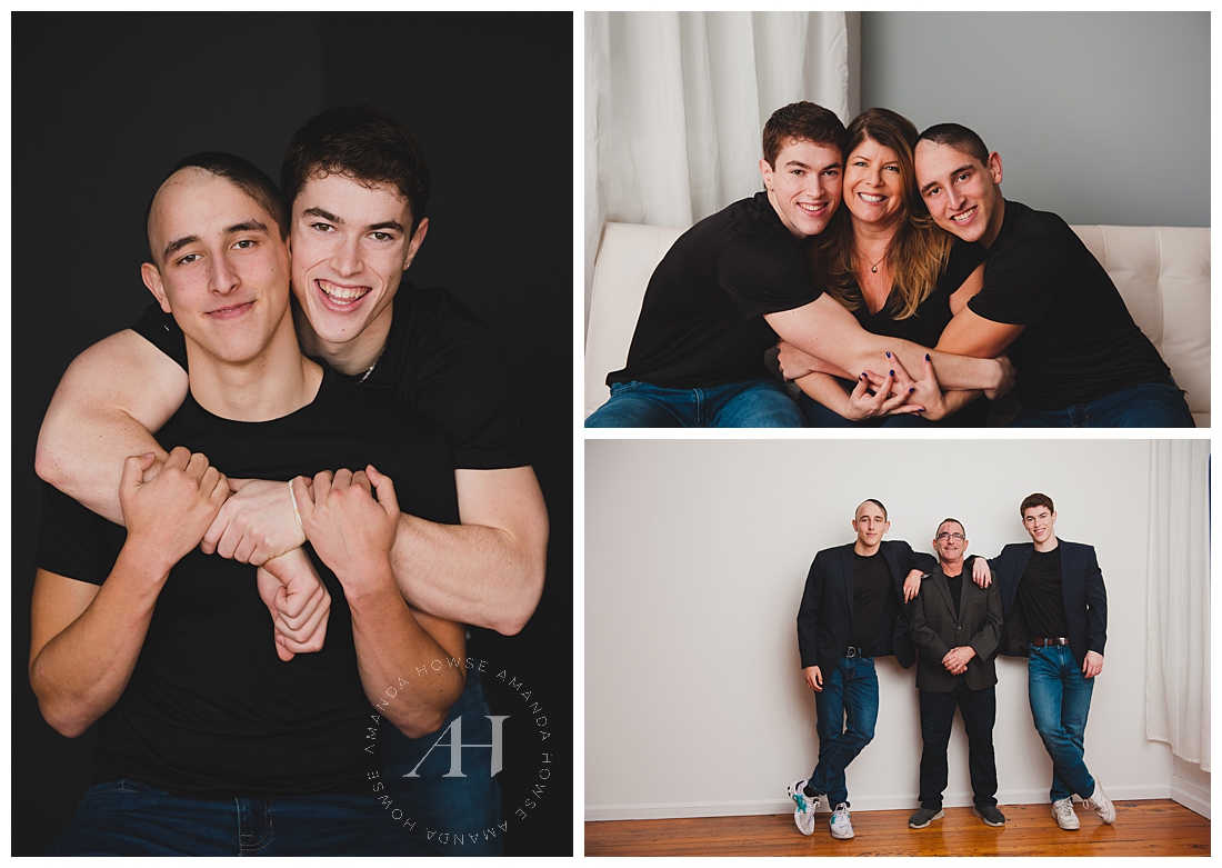 Family Portraits with Matching Black Shirts | Studio Photos in Tacoma | Photographed by the Best Tacoma Family Photographer Amanda Howse Photography