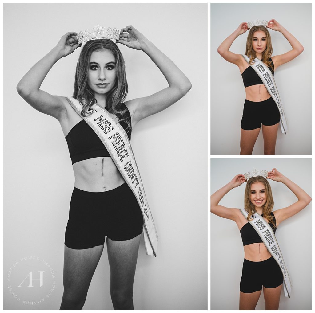 Tacoma Studio Session with Pageant Crown | Miss Washington Teen USA 2022, Cute Black Matching Set, MALS Awareness | Photographed by the Best Tacoma Photographer Amanda Howse Photography