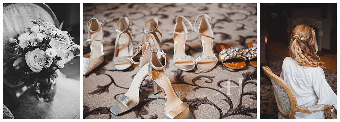 Details Shot of Bridal Party's Shoes | Bridal Details, Chic Silver Heels | Photographed by the Best Tacoma Wedding Photographer Amanda Howse Photography