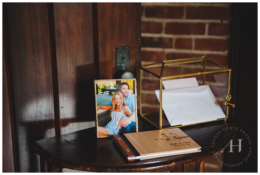 Close Up Image of Wedding Mementos and Card Box | Ceremony Details, Cute Wedding Memories | Photographed by the Best Tacoma Wedding Photographer Amanda Howse Photography