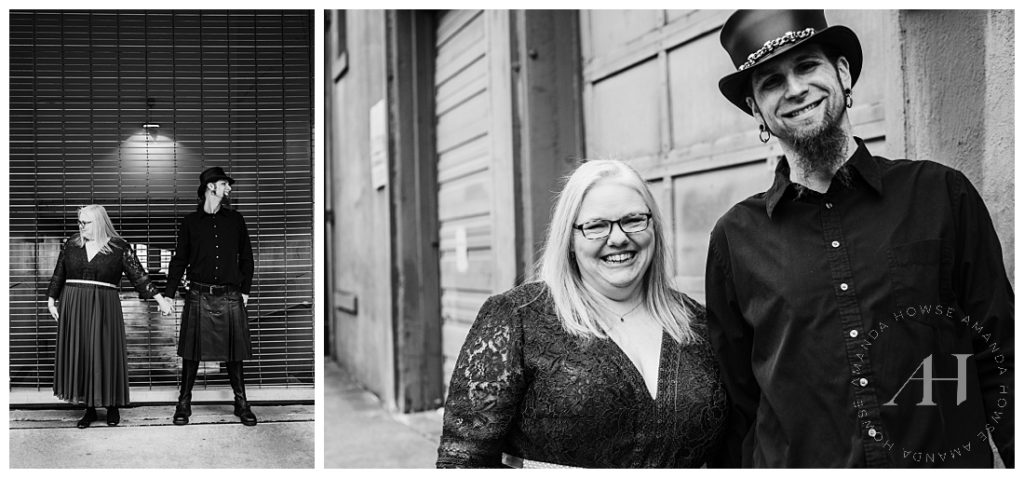 Black and White Wedding Portraits | Grunge-Vibe Wedding Outfit Ideas | Photographed by the Best Tacoma Wedding Photographer Amanda Howse Photography