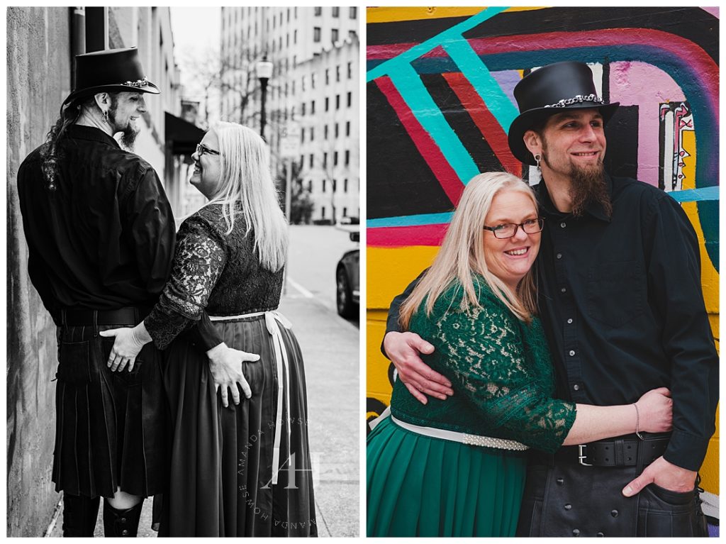 Downtown Tacoma Wedding Portraits at Opera Alley | Black and White Wedding Portraits | Photographed by the Best Tacoma Wedding Photographer Amanda Howse Photography
