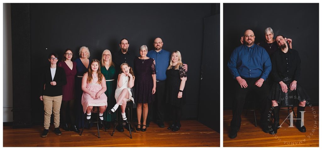 Winter Wedding Photographs with the Whole Family | Fun Family Photo Ideas For Indoor Weddings | Photographed by the Best Tacoma Wedding Photographer Amanda Howse Photography