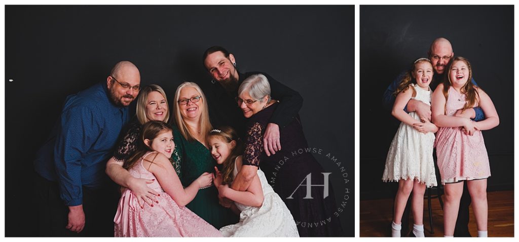 Cozy and Cute Family Portraits Before Wedding Ceremony | Group Shots in Sudio253 | Photographed by the Best Tacoma Wedding Photographer Amanda Howse Photography