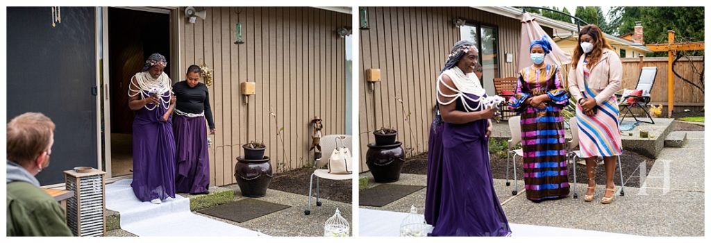 Bridal Entrance Portraits | Wedding Décor Ideas For Backyard Ceremony | Photographed by the Best Tacoma Wedding Photographer Amanda Howse Photography