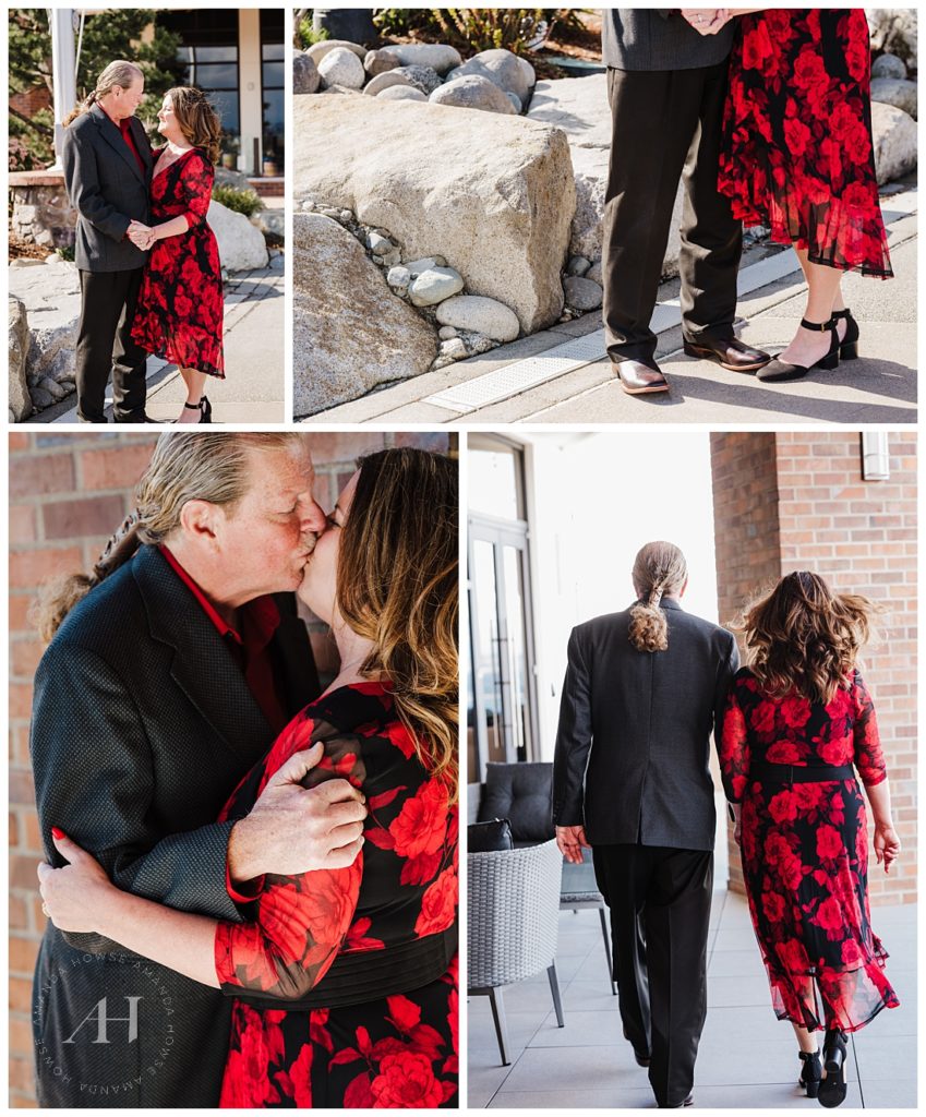 Romantic Couple Photos for Intimate Wedding | Red Roses | Photographed by the Best Tacoma Wedding Photographer Amanda Howse Photography