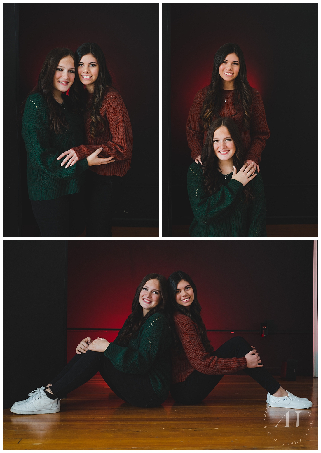 Indoor Portrait Ideas For BFF Photos | Studio253 Fall and Winter Portraits | Photographed by the Best Tacoma, Washington Photographer Amanda Howse Photography