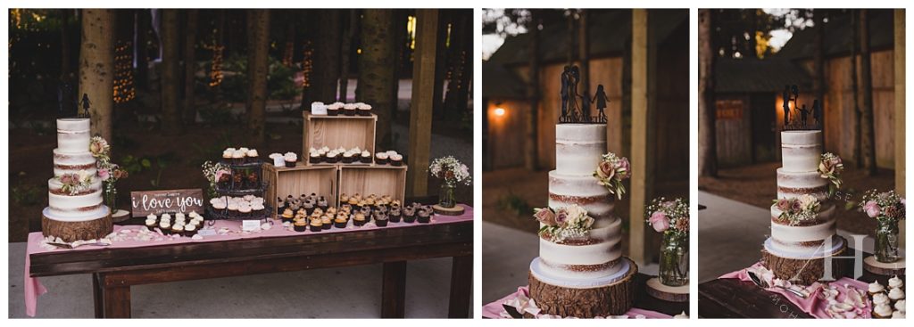 Rustic Cake and Cupcake Ideas For Woodland Wedding | Photographed by the Best Tacoma Wedding Photographer Amanda Howse Photography