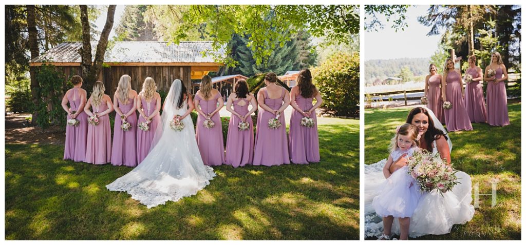 Bridal Party with Cute Flower Girl | Photographed by the Best Tacoma Wedding Photographer Amanda Howse Photography