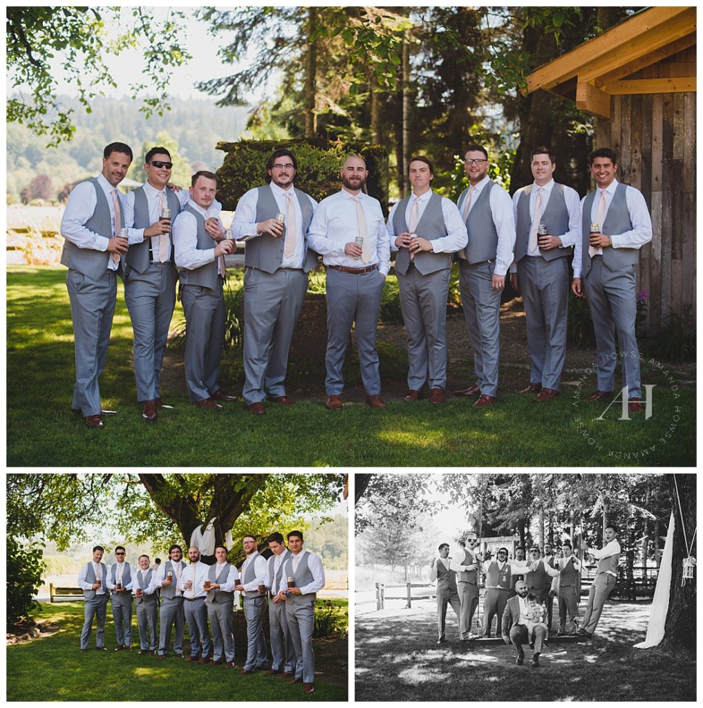PNW Groom and Groomsmen Portraits | Photographed by the Best Tacoma Wedding Photographer Amanda Howse Photography