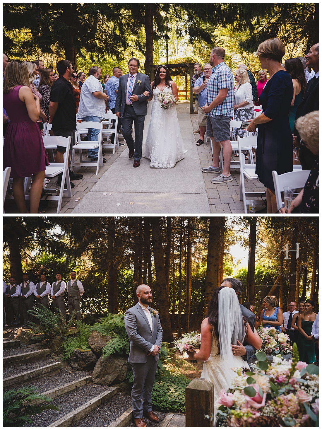 Walking Down the Isle Moment | Bride and Groom Ceremony Portraits | Photographed by the Best Tacoma Wedding Photographer Amanda Howse Photography