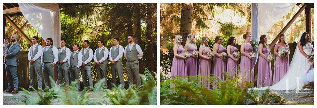 Wedding Party | Bridesmaids and Groomsmen During Ceremony | Photographed by the Best Tacoma Wedding Photographer Amanda Howse Photography