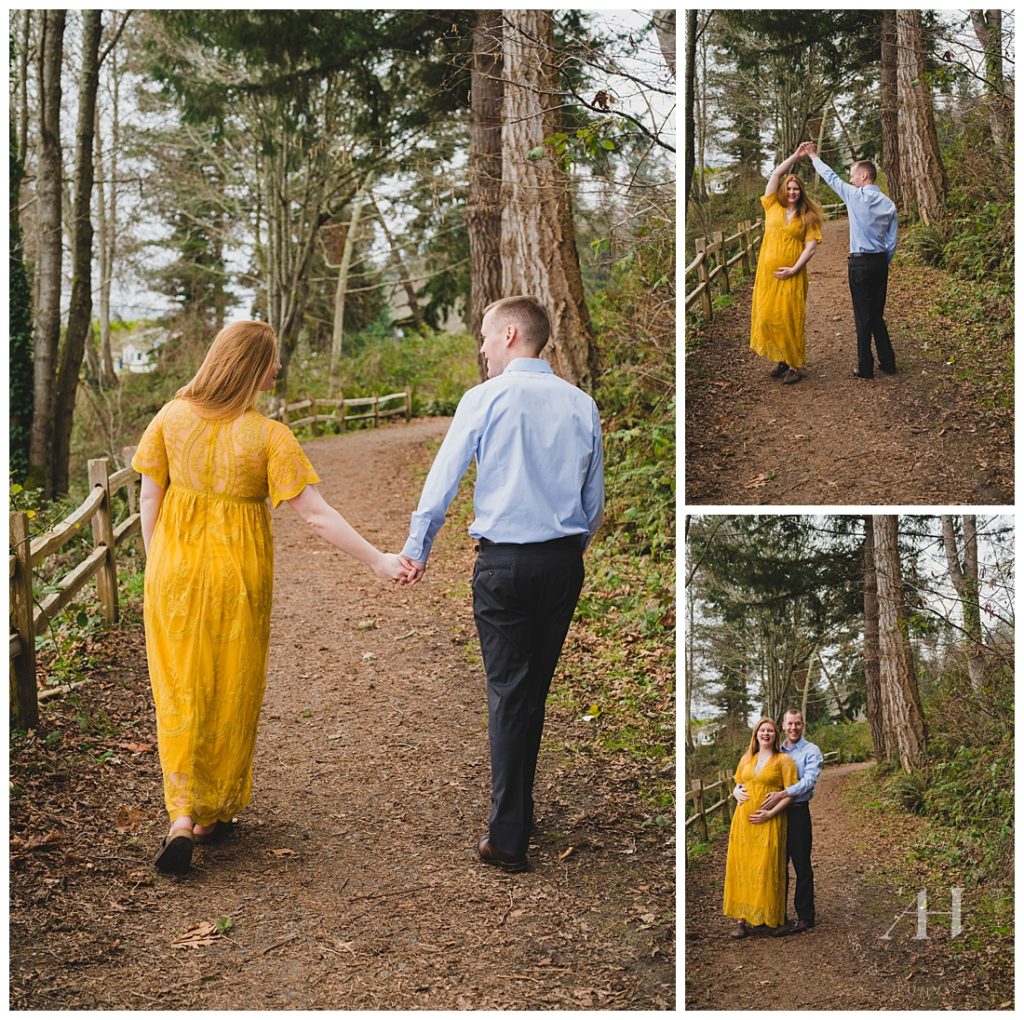 Cute Couples Portraits in Forest | Photographed by the Best Tacoma, Washington Maternity Photographer Amanda Howse Photography